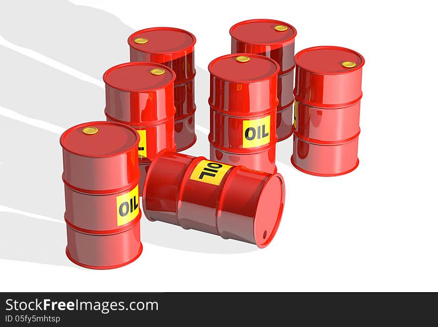 Red oil barrels