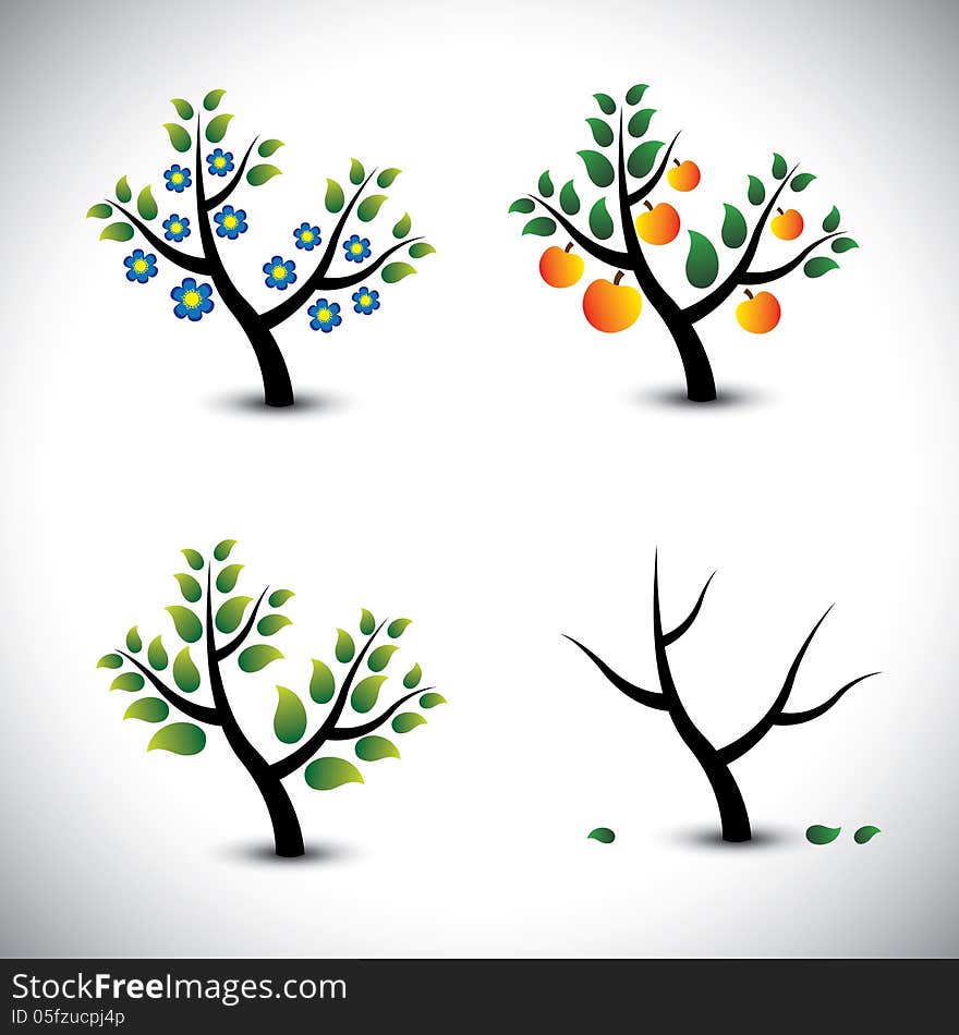 Abstract Tree In Spring, Summer, Autumn & Winter-