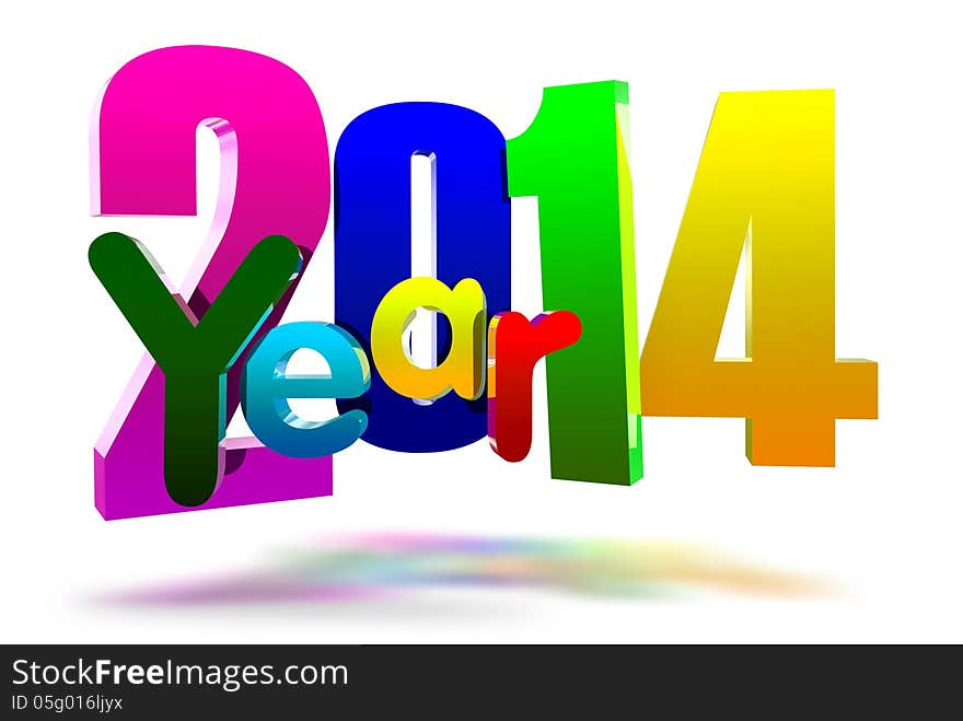 Year 2014 floating in zero the air. Year 2014 floating in zero the air