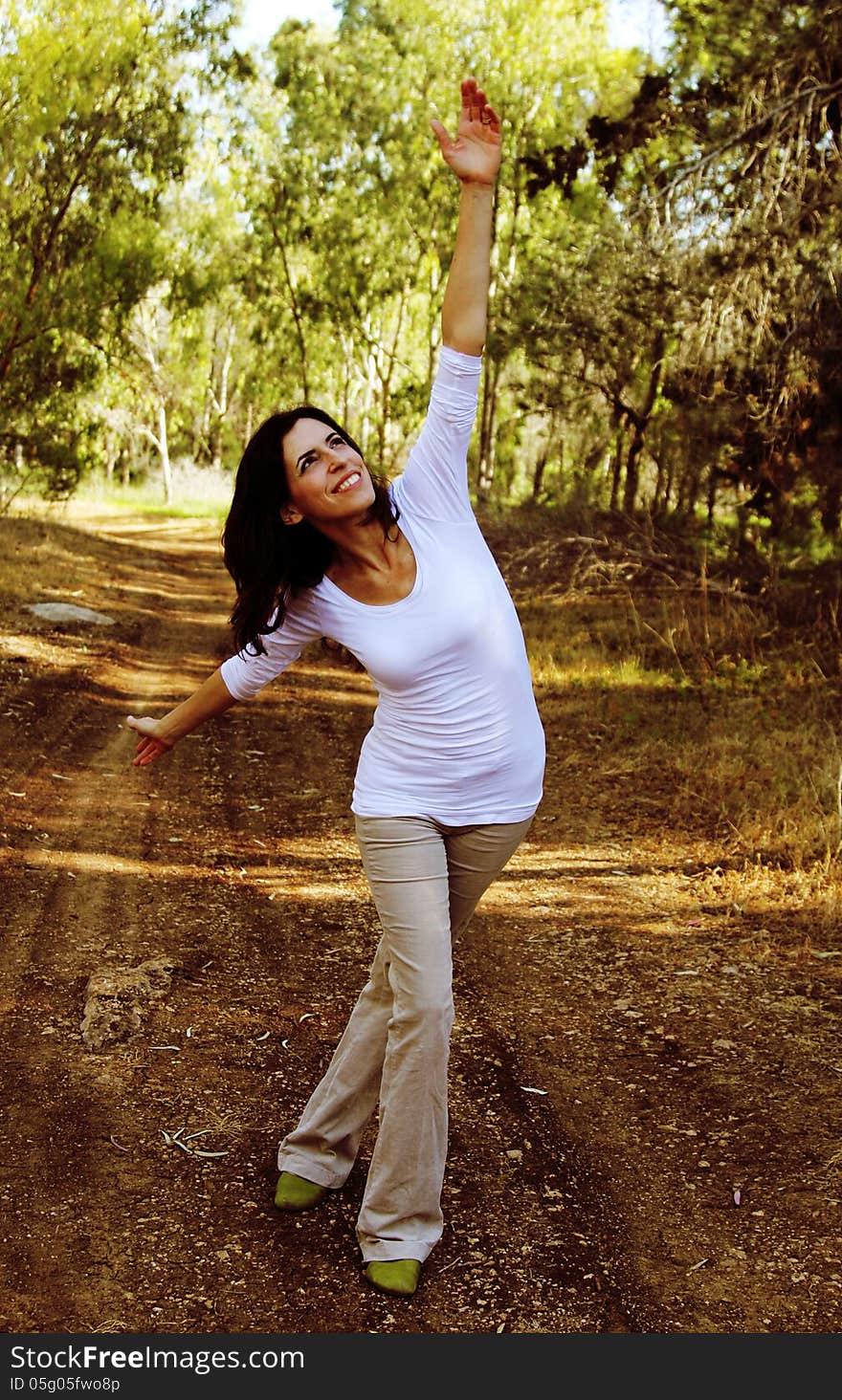 Portrait of beautiful 35 years old woman outdoors