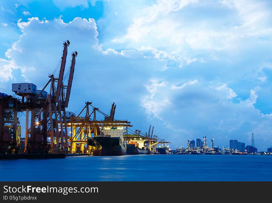 Container Cargo in twilight time