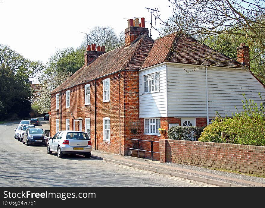 Red brick cottages in rural kent