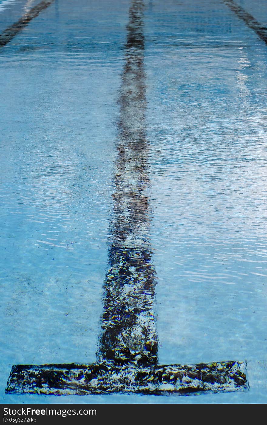 An empty swimming pool lane.