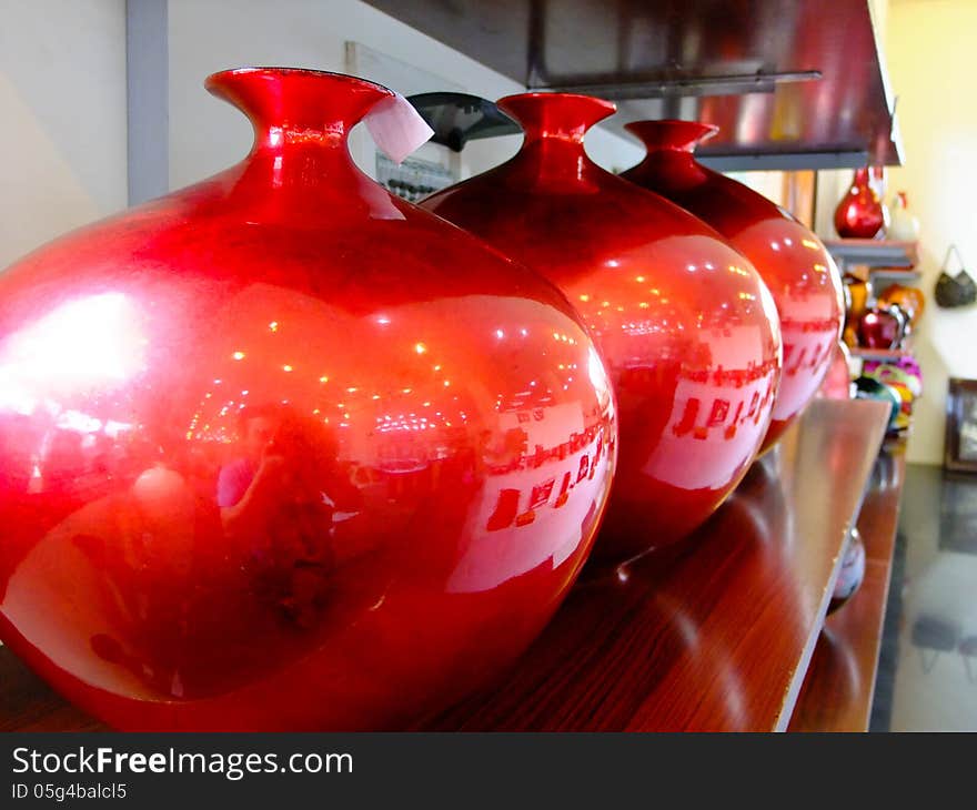 Colorful ceramic vases in Vietnam