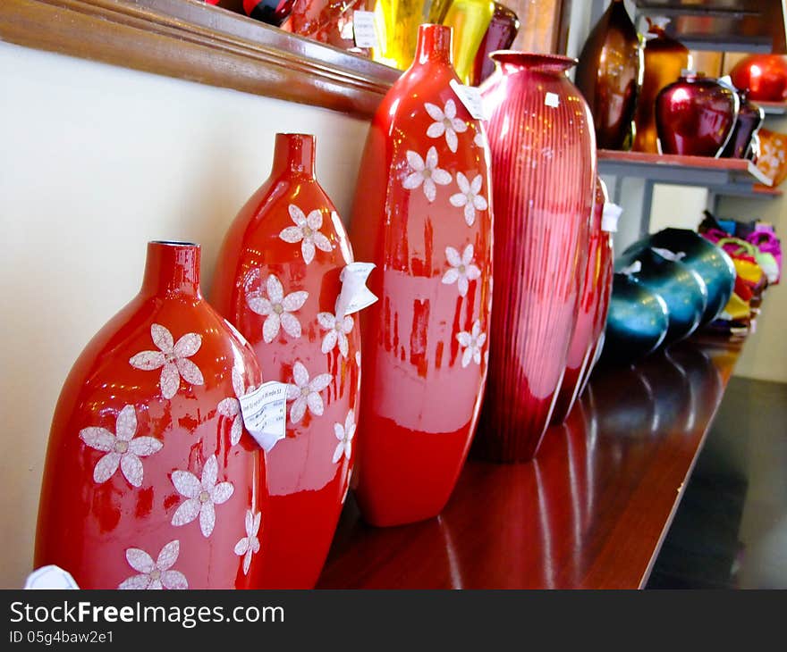 Colorful ceramic vases in Vietnam