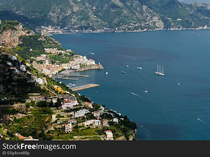 View of the coast near Amalfi. View of the coast near Amalfi