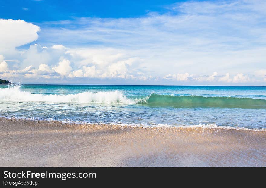 Landscape with sea waves and blue sky. Landscape with sea waves and blue sky