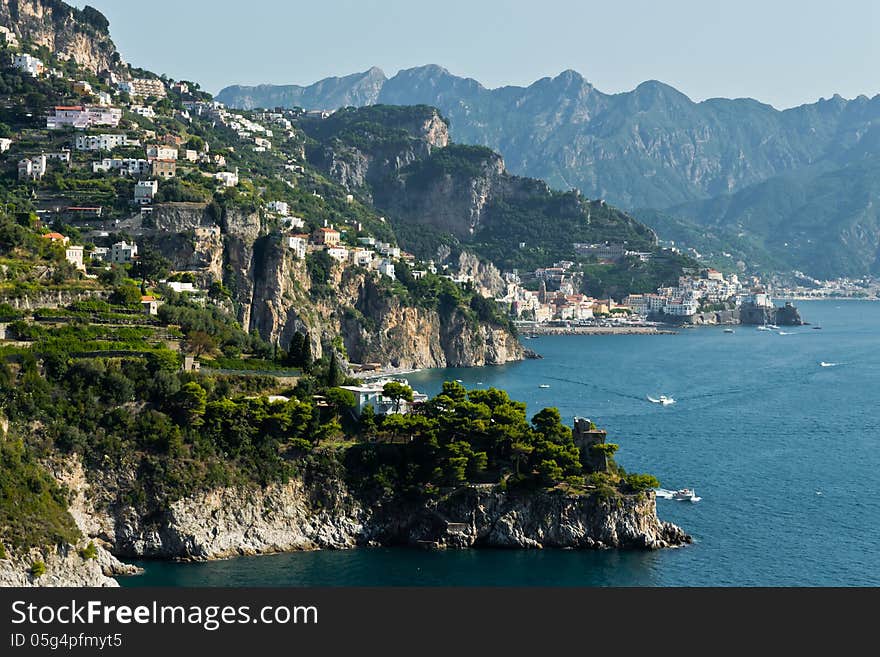 View of the coast near Amalfi. View of the coast near Amalfi