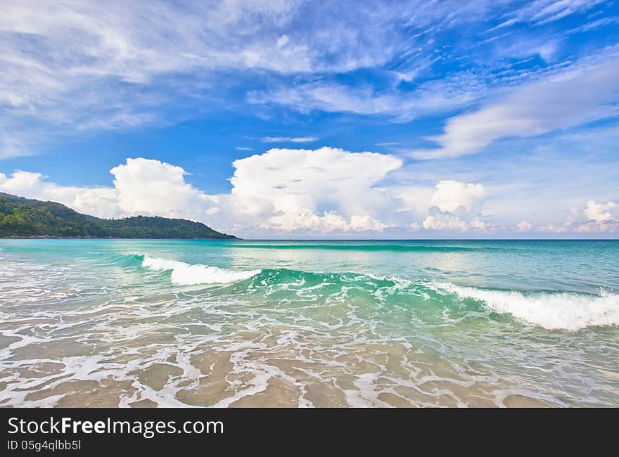 Landscape with sea waves and blue sky. Landscape with sea waves and blue sky