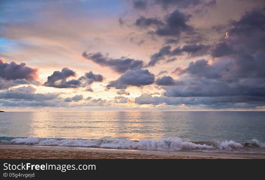 Sea breeze and bright clouds at sunset. Sea breeze and bright clouds at sunset