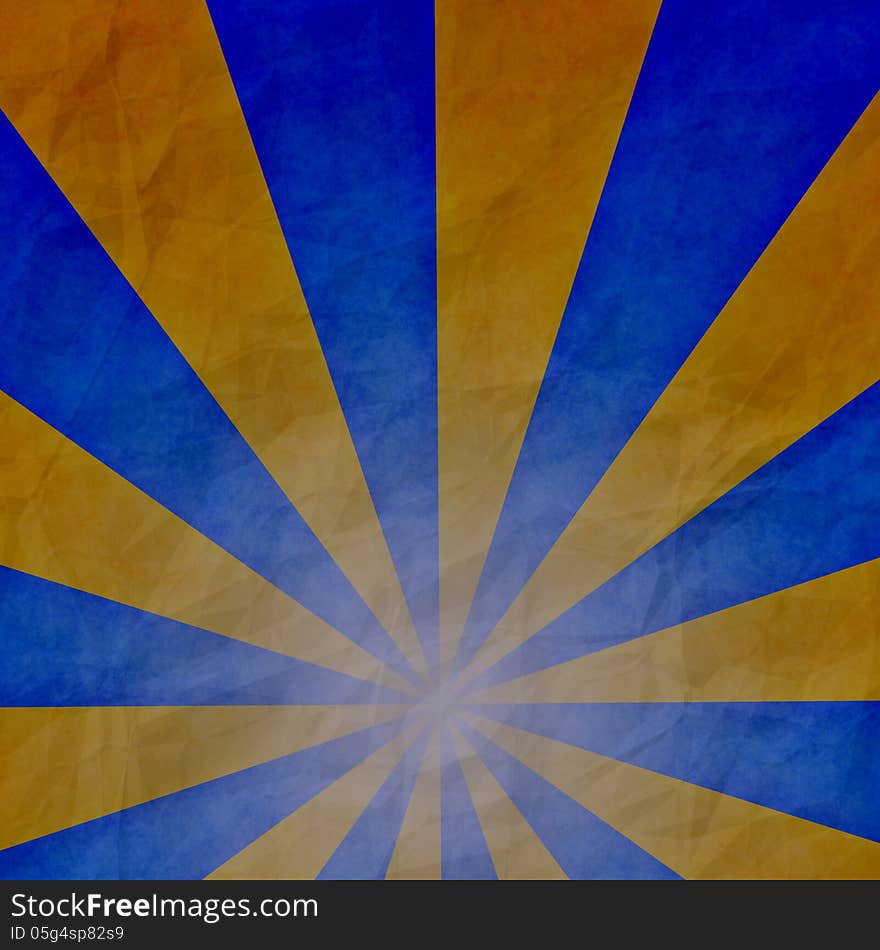 Vintage blue paper background with yellow rays. Vintage blue paper background with yellow rays.