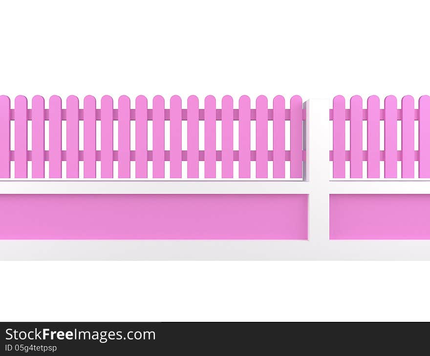 Pink fence on white background