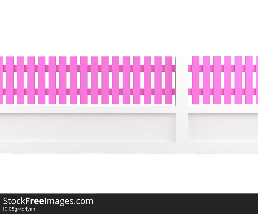 Pink fence on white background