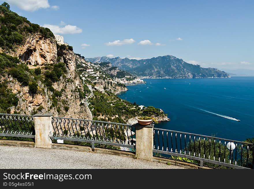 View of the Amalfi Coast in Conca dei Marini. View of the Amalfi Coast in Conca dei Marini