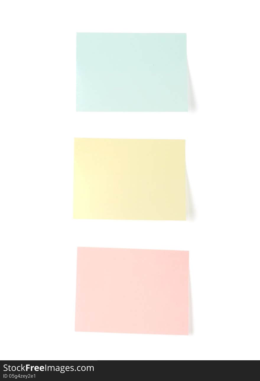 Three blank sticky note