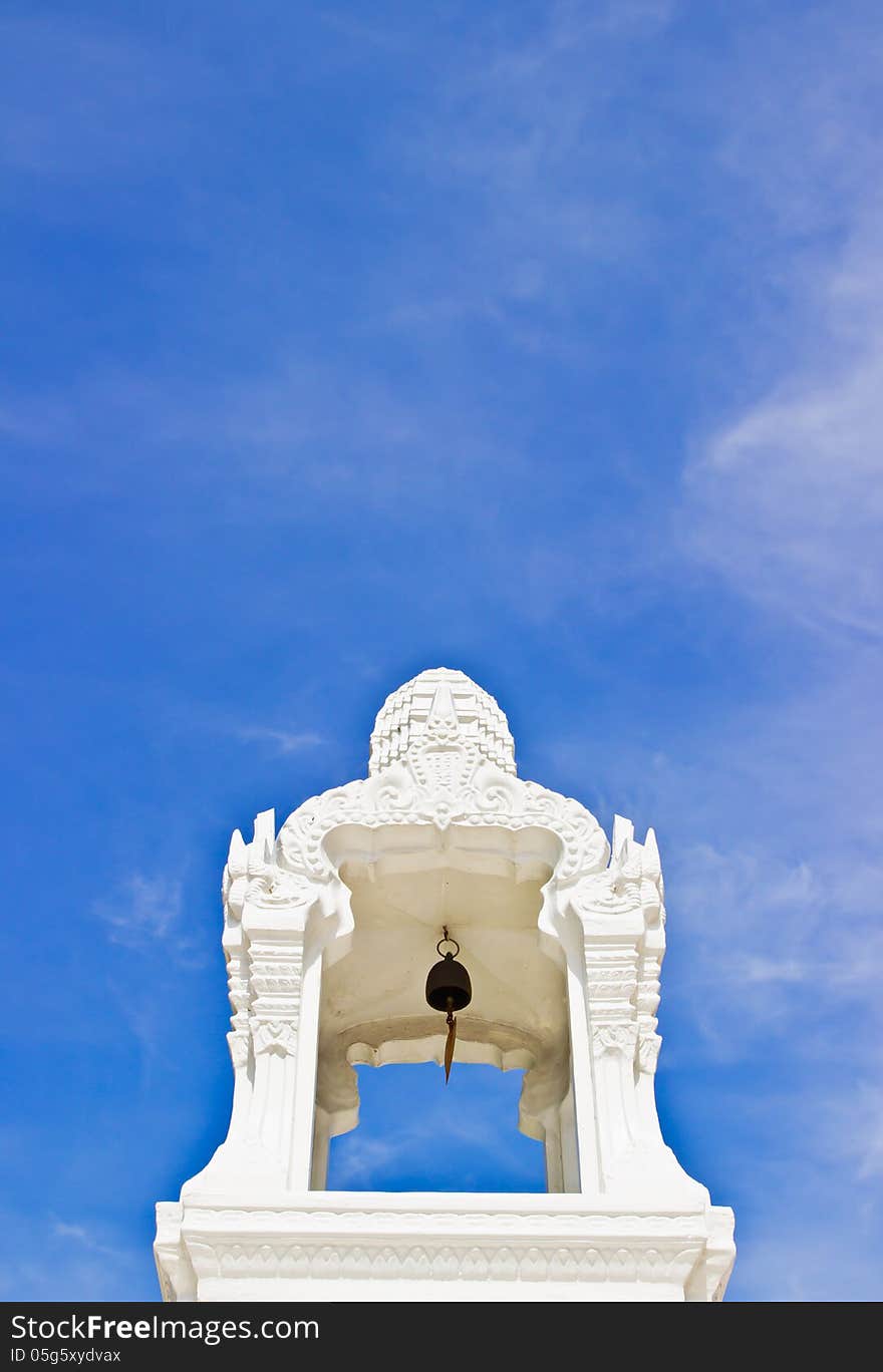 View of small thai style bell in temple in the morning. View of small thai style bell in temple in the morning