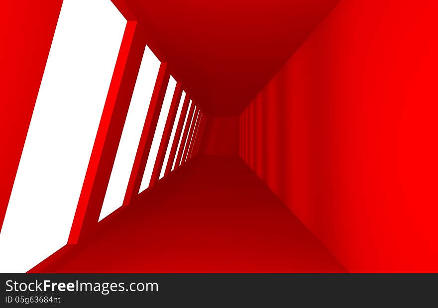 Interior Red Space on white background