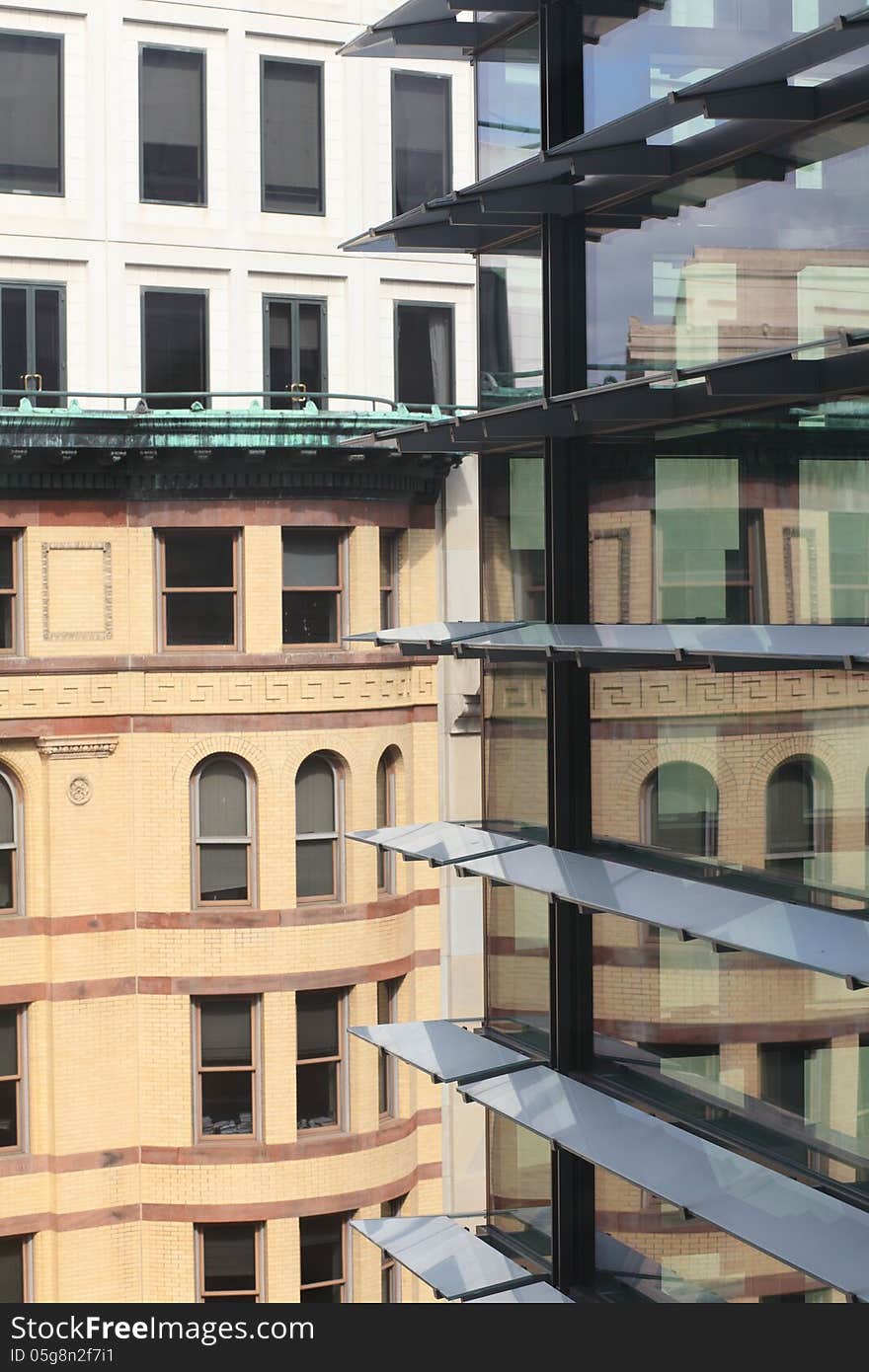 View from Newseum window to catch modern & traditional buildings structure compositions. View from Newseum window to catch modern & traditional buildings structure compositions.