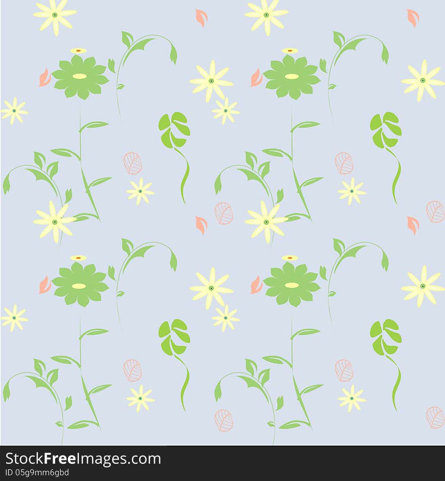 Floral background with elements of leaves and flowers. Floral wallpaper