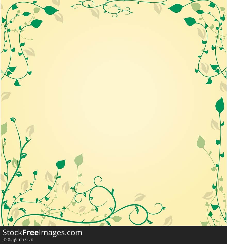 Decorative floral background with leavesat the cor