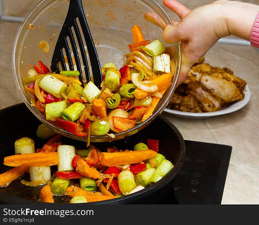 Preparation fried chicken