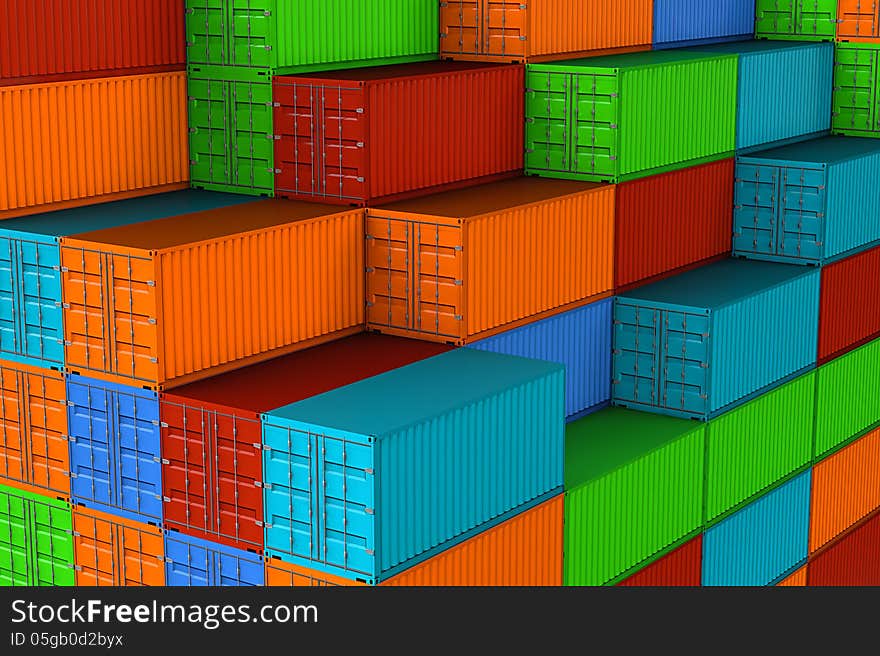 Colorful transport, shipping containers tiled