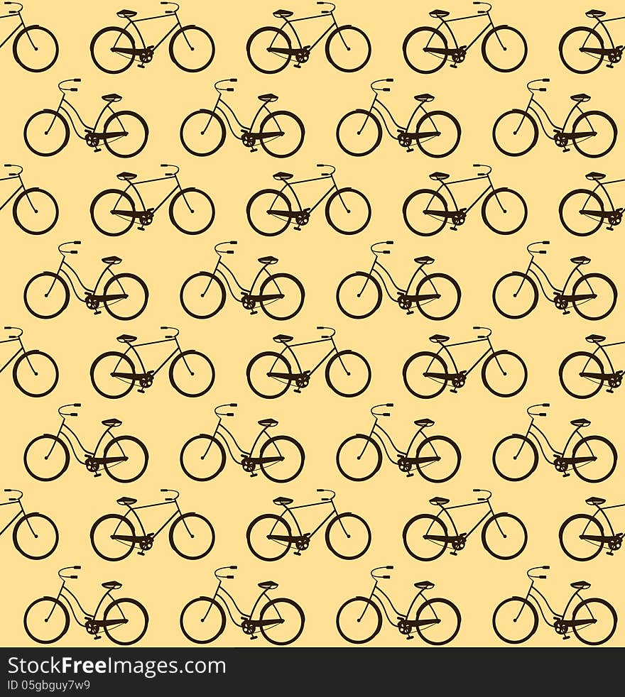 Abstract seamless pattern made of two types of retro bicycles. Abstract seamless pattern made of two types of retro bicycles