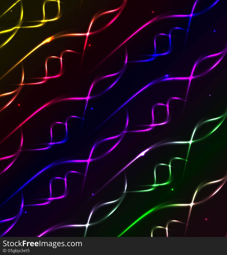 Glowing Waves And Spirals Background