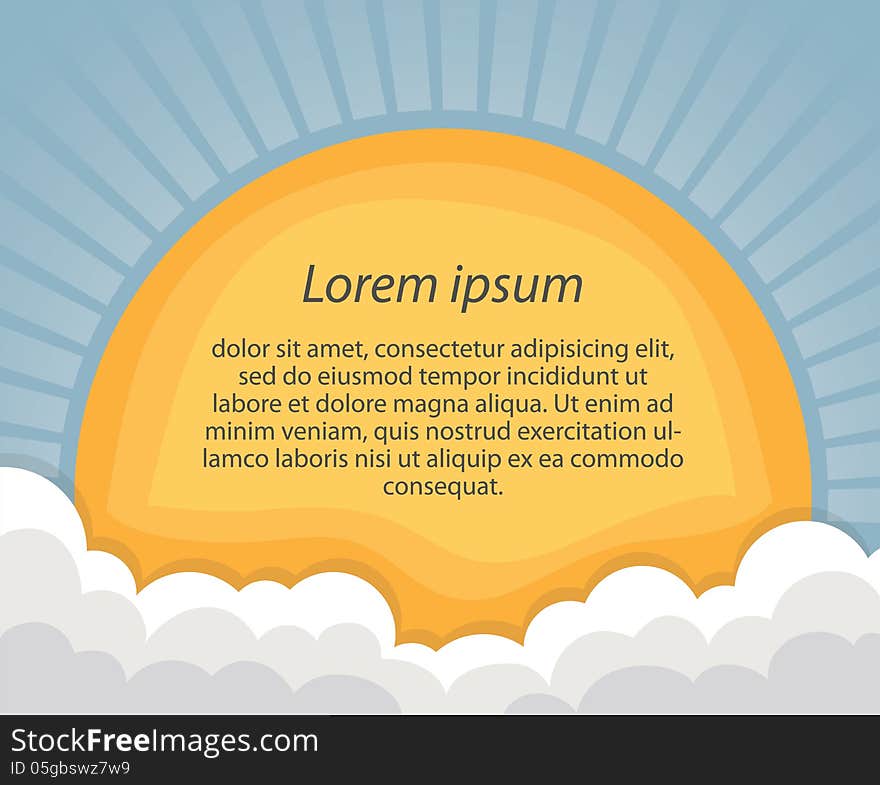 Vector background with sun in clouds