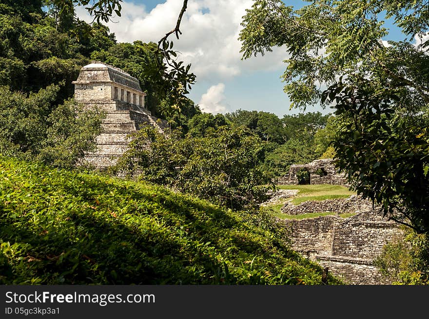 The ancient Mayan building of Temple of Inscription in Palenque, Mexico. The ancient Mayan building of Temple of Inscription in Palenque, Mexico.