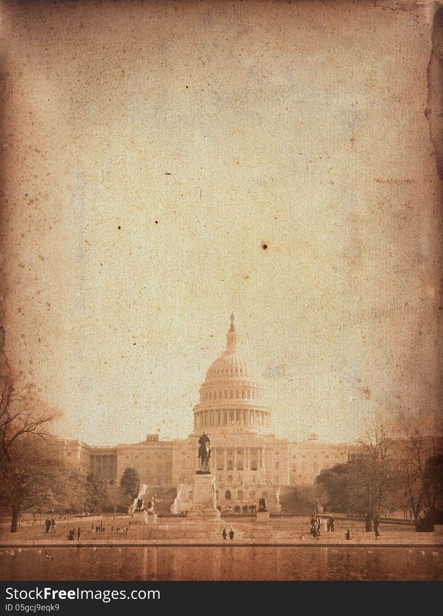 Vintage photo of the US Capitol Building. Vintage photo of the US Capitol Building