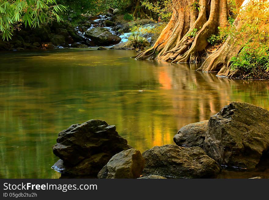 Beautiful of Stream rain forest in Khlonglan National Park Thailand