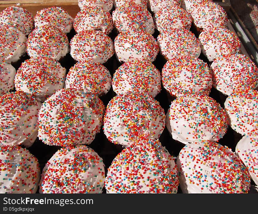 A lot of cakes baked on the eve of the Christian feast of Easter, the resurrection of Christ.