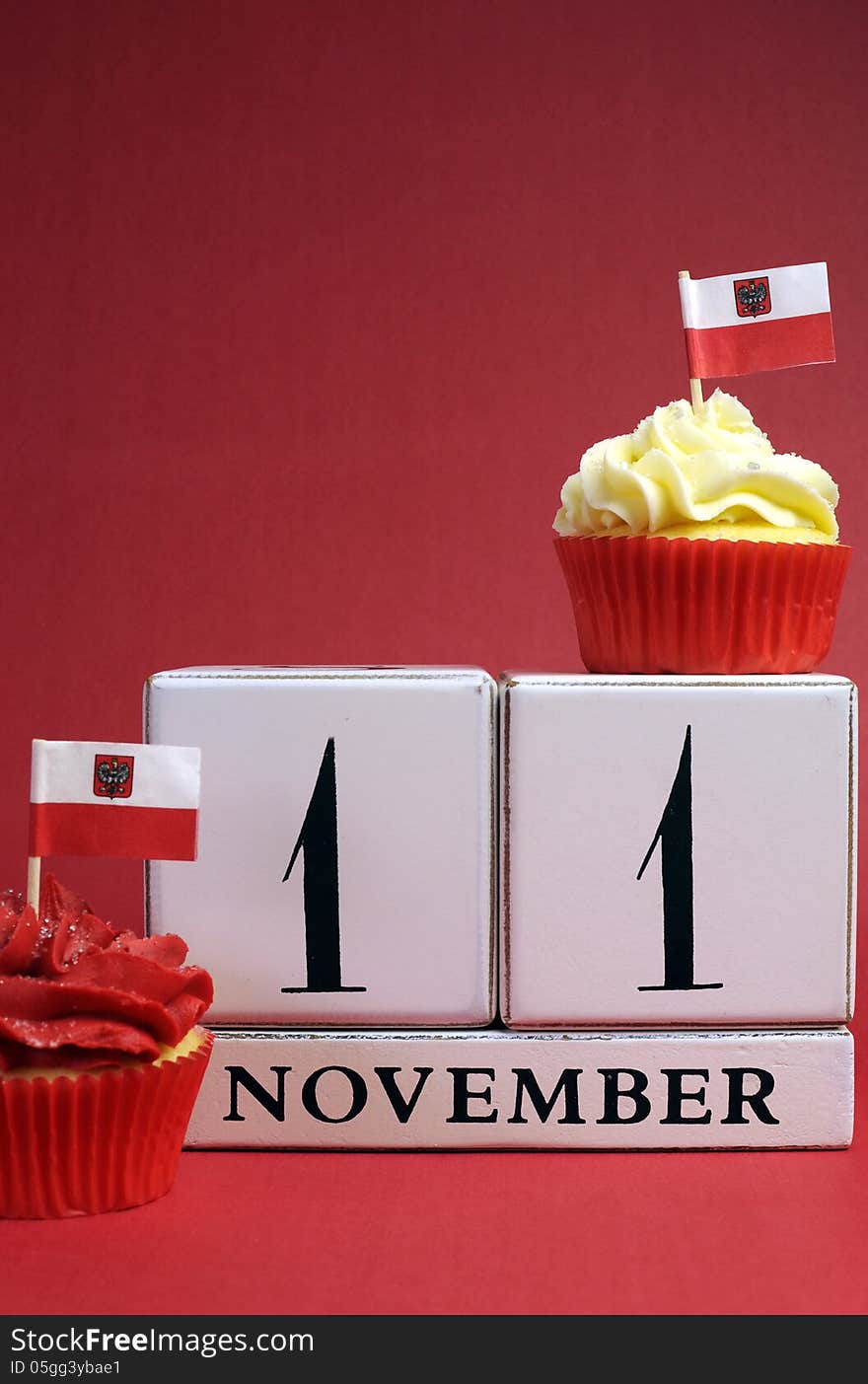 Calendar date for Poland National Independence Day, November 11 - vertical with copy space.