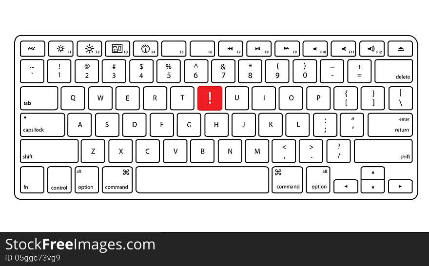 This is a keyboard with an exclamation point instead of a y on the board. This is a keyboard with an exclamation point instead of a y on the board.