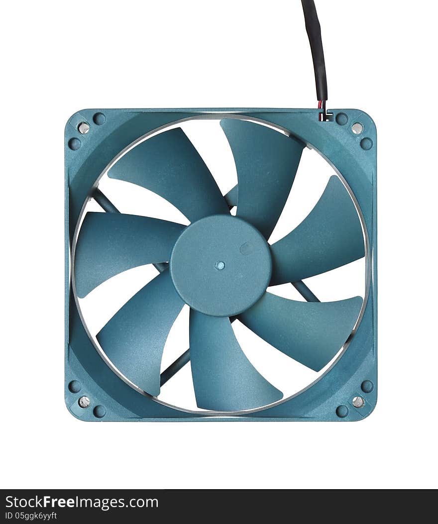 Computer cooling fan isolated on white background