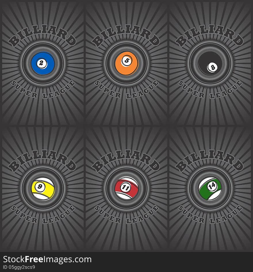 Billiard ball art label vector graphic art design illustration