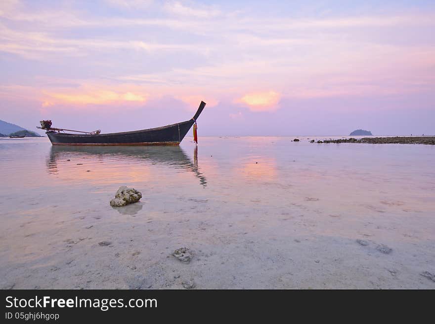 Fishing Boats At Sunrise Beach, Koh Lipe