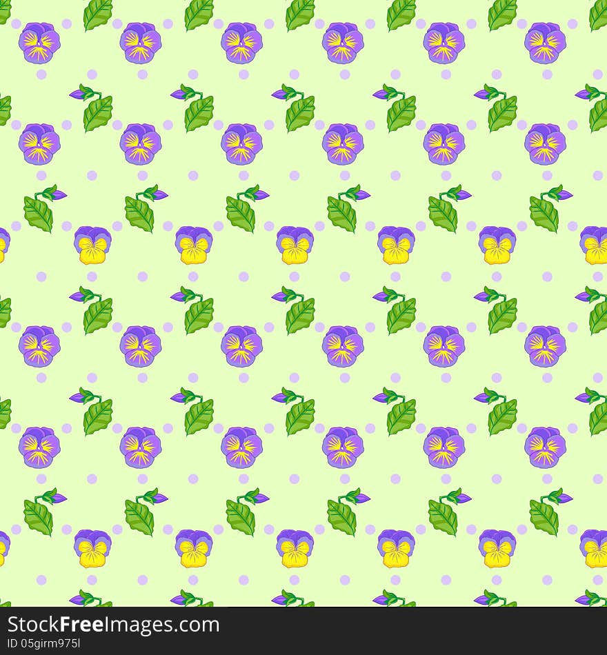 Floral  Seamless Pattern With Viola