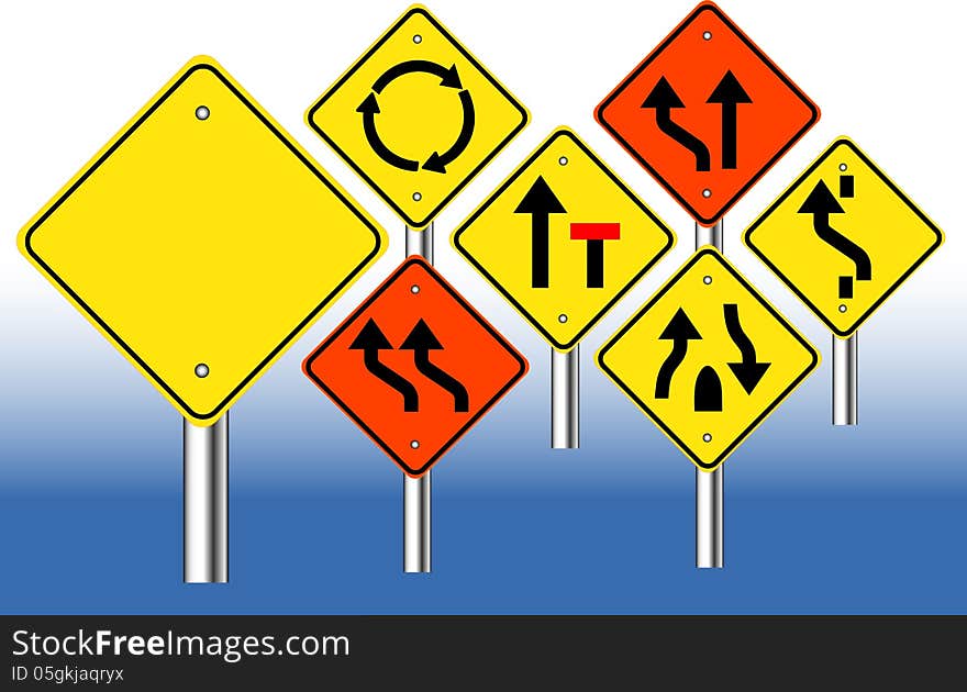 Warning road signs illustration design isolated on white background