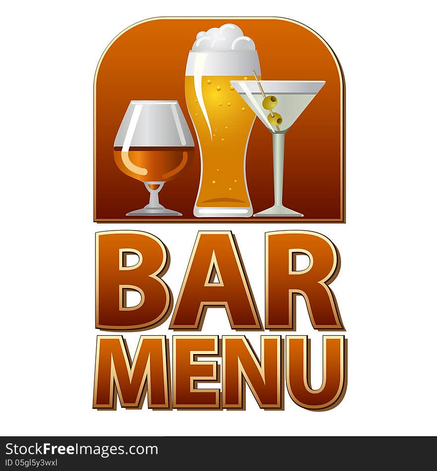 Illustration of a bar menu sign