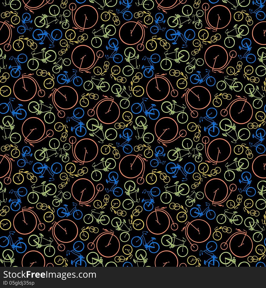 Abstract seamless pattern made of four types of retro bicycles. Abstract seamless pattern made of four types of retro bicycles