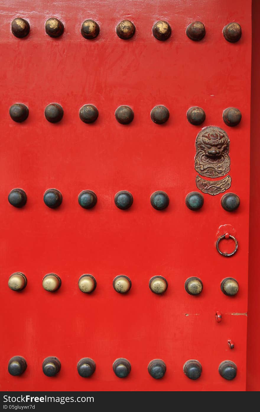 The red door of the imperial palace in China