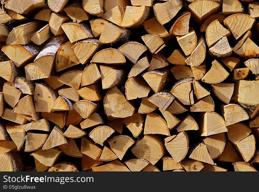 Birch firewood stacked for a bath