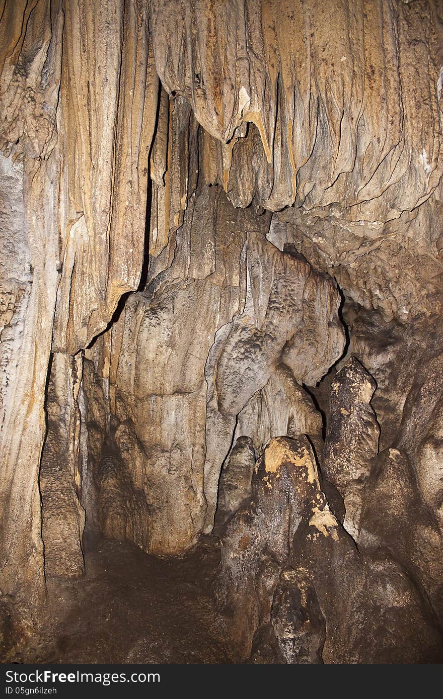 Limestone formations in karst cave near Ninh Binh, Vietnam