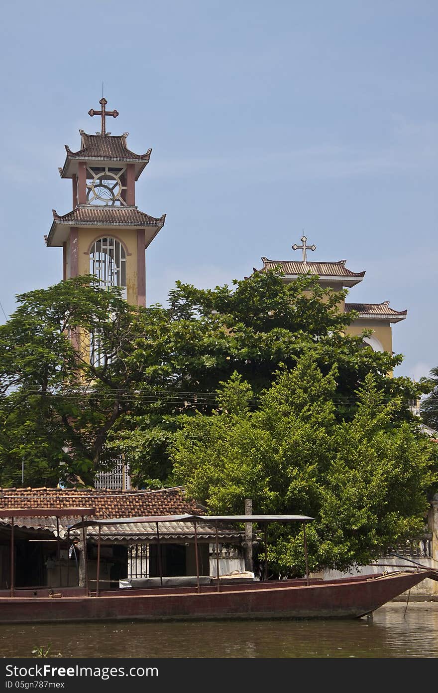 Church in a village near Ninh Binh, Vietnam