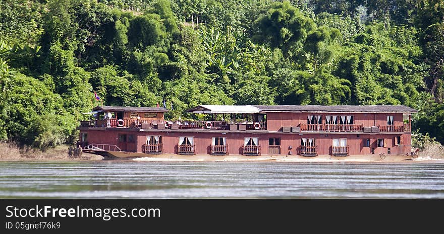 Houseboat on Mekong in Laos