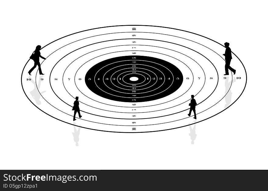 Target of people on white background symbol of success or objective in business.