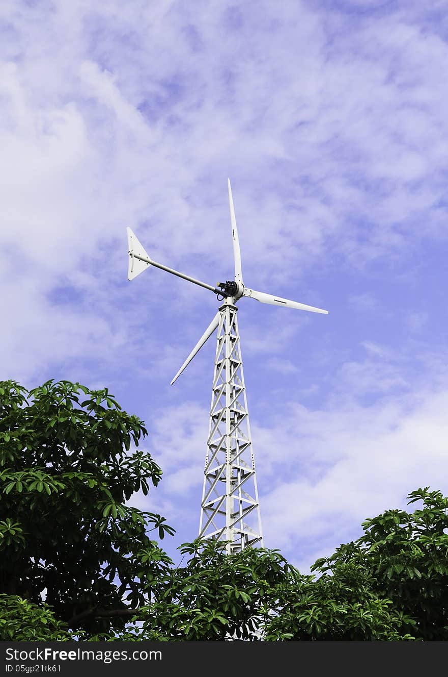 Windmill with blue sky