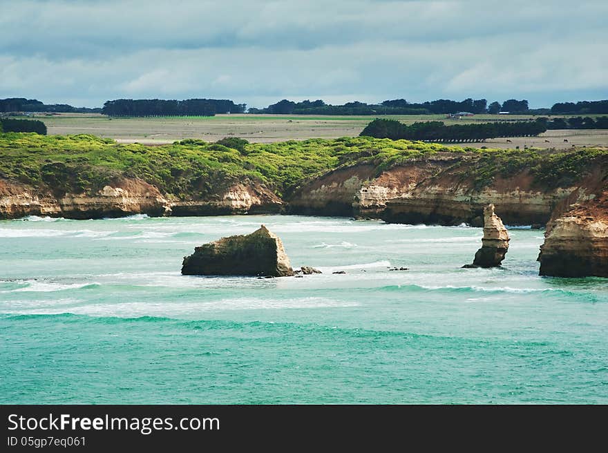 Famous Rocks in the Bay of Islands Coastal Park,Great Ocean Road, Australia. Famous Rocks in the Bay of Islands Coastal Park,Great Ocean Road, Australia